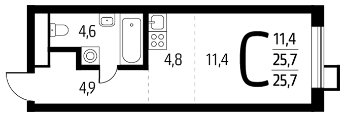 ЖК Квартал Тетрис - 1-комнатная квартира (Студия)