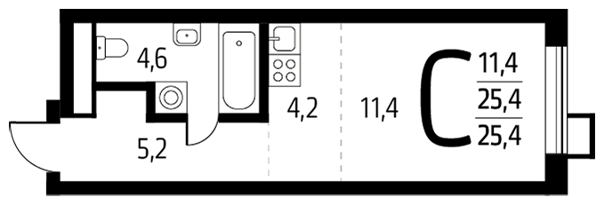 ЖК Столичный - 1-комнатная квартира (Студия)