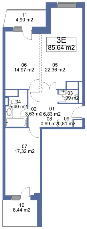 ЖК Маяк - 3-комнатная квартира