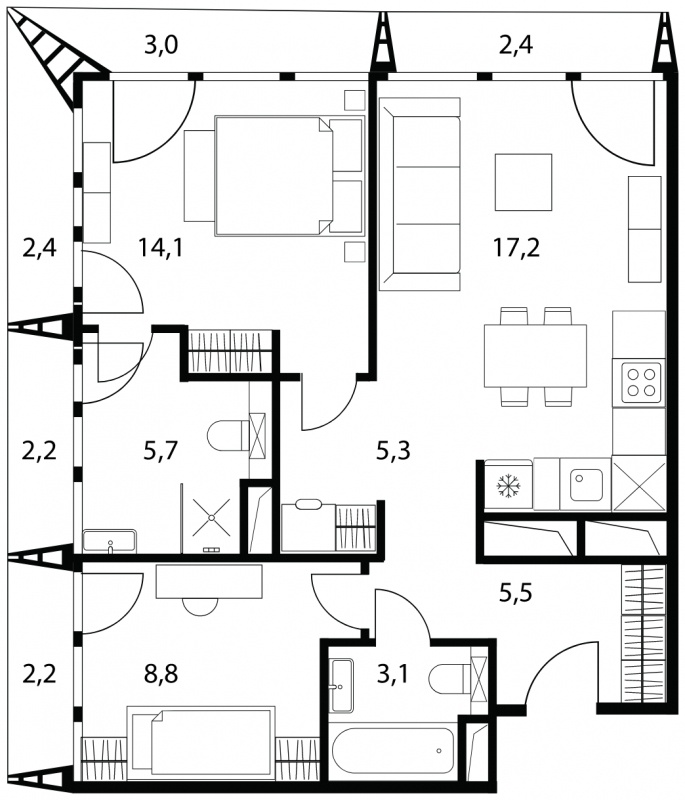 ЖК Tatlin Apartments - 2-комнатная квартира