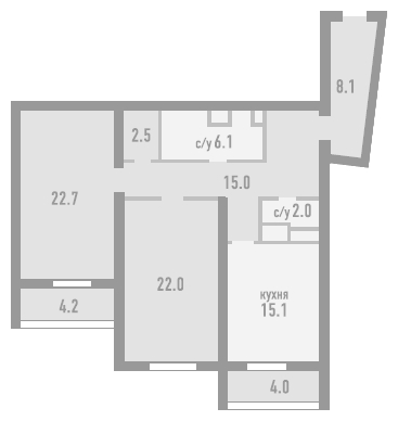 ЖК Розмарин - 3-комнатная квартира