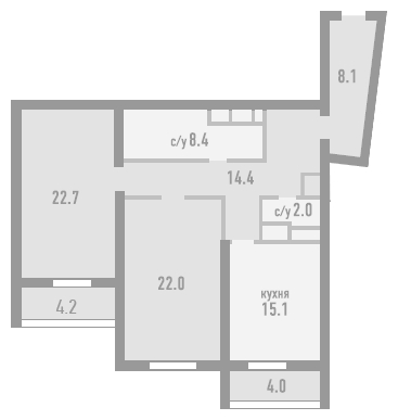 ЖК Розмарин - 1-комнатная квартира