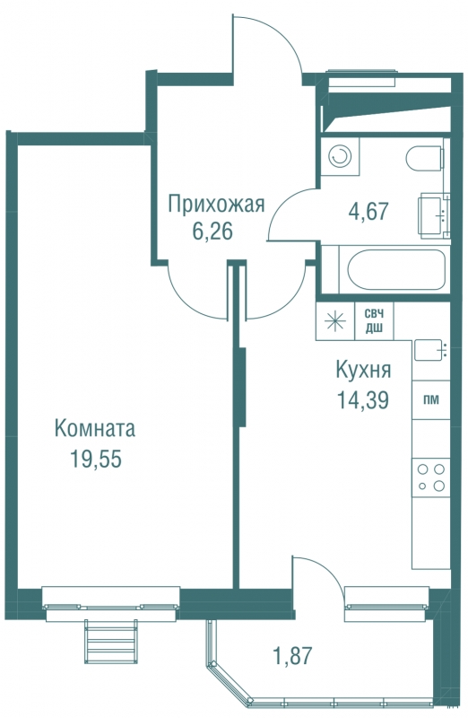 ЖК Жилой микрорайон Одинбург - 1-комнатная квартира