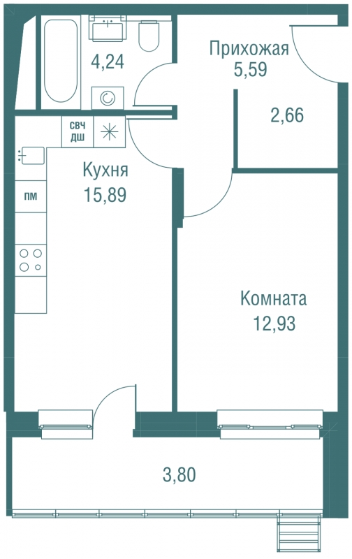 ЖК Жилой микрорайон Одинбург - 1-комнатная квартира